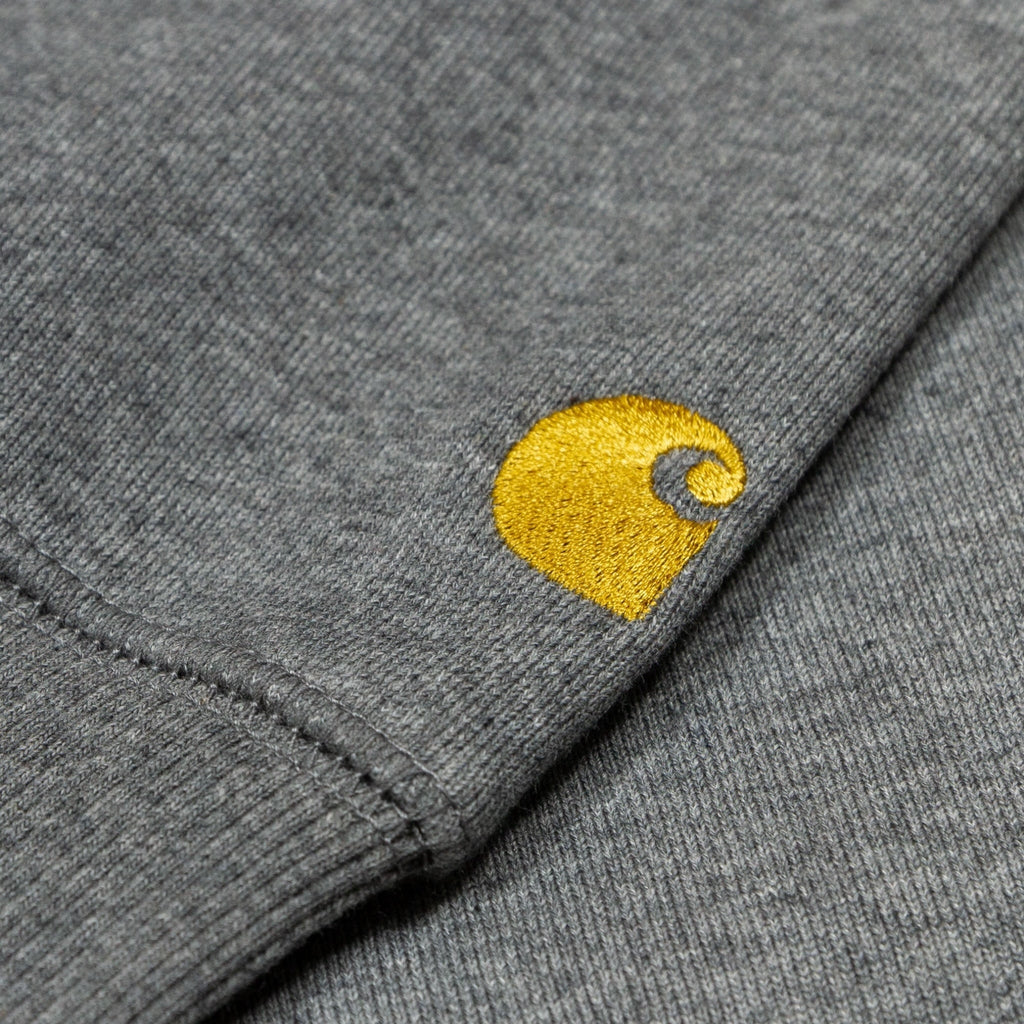 Carhartt WIP Hooded Chase Zip Sweatshirt - Dark Heather/Gold - Pretend Supply Co.