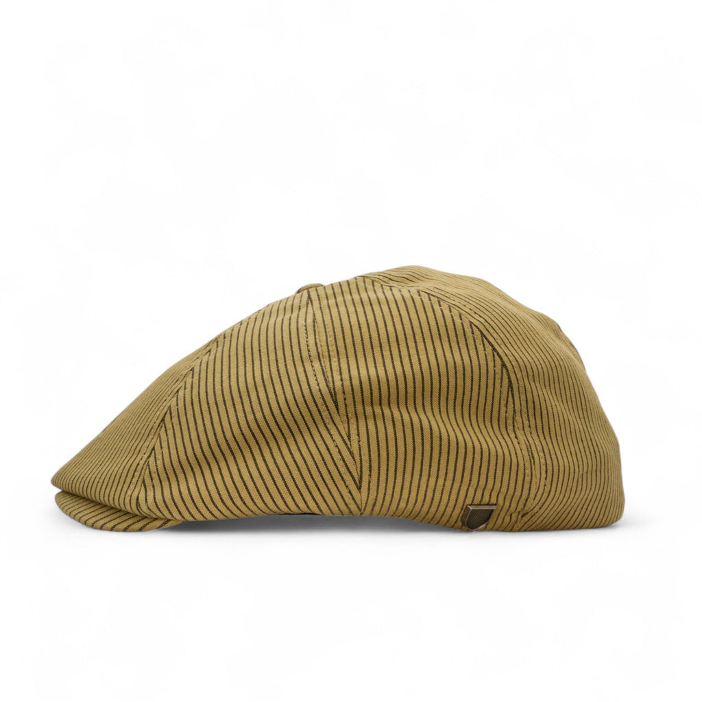 Brixton Brood Newsboy Hat - Dark Tan/Black Hickory Stripe