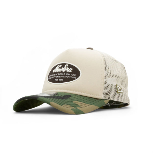 New Era Oval Patch 9FORTY E-Frame Trucker Cap - Stone
