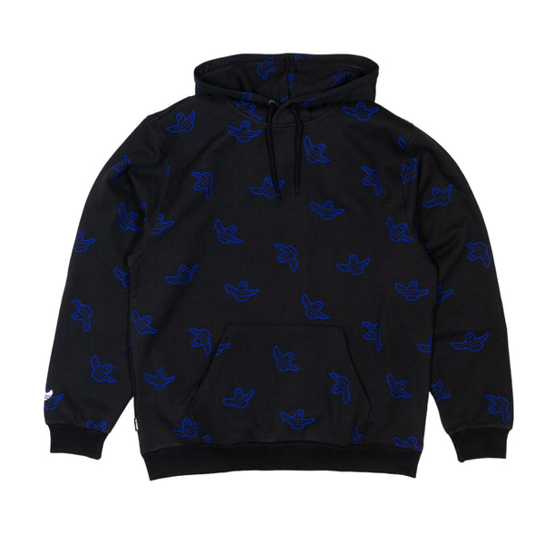 Adidas Shmoo All Over Print Hooded Sweatshirt - Black/Royal Blue - Pretend Supply Co.