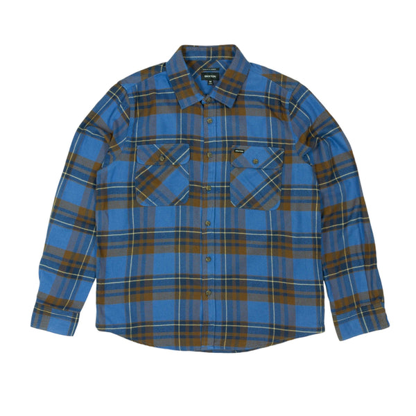 Brixton Bowery Long Sleeved Shirt - Bijoue Blue/Pinecone Brown - Pretend Supply Co.