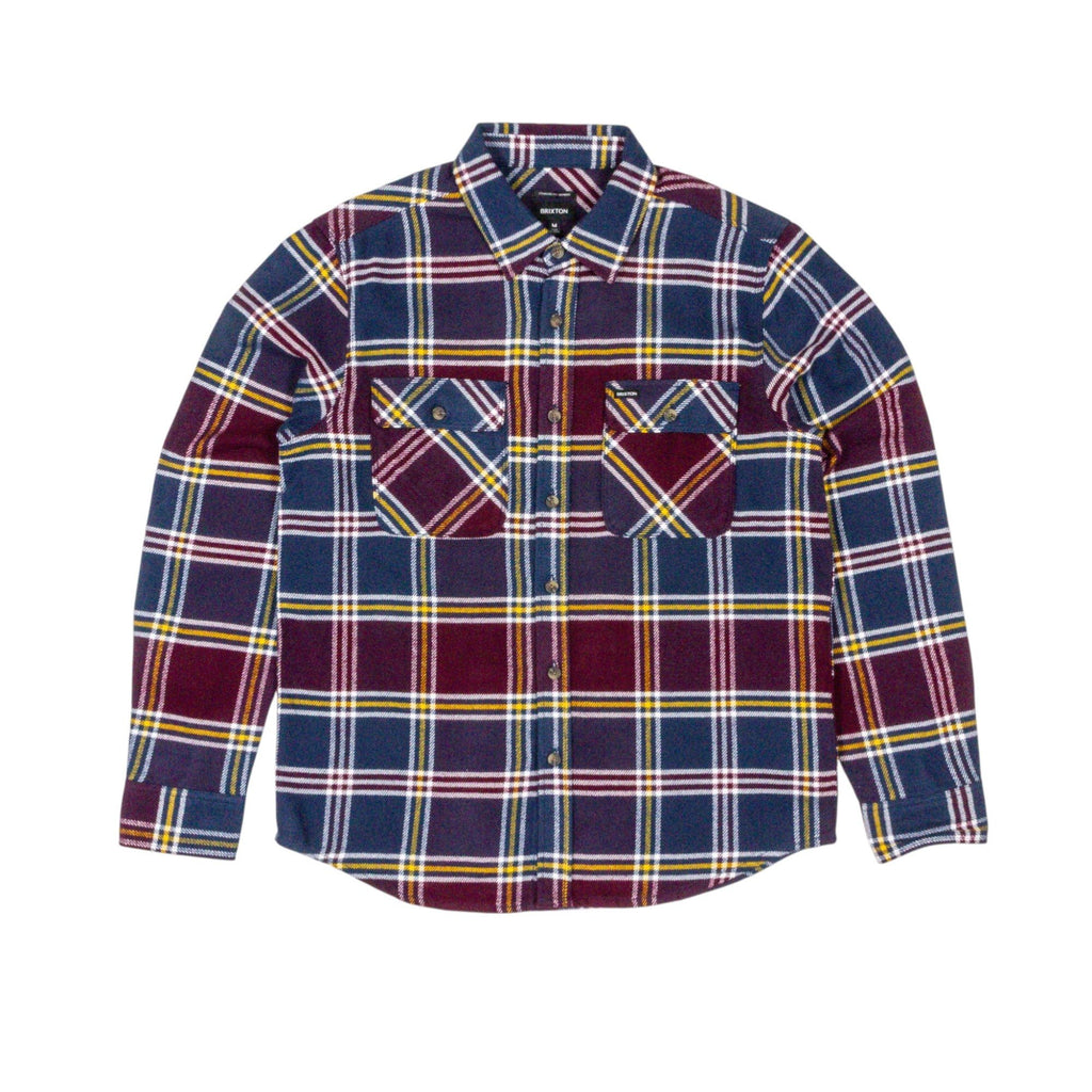 Brixton Bowery Long Sleeved Shirt - Mood Indigo/Port/Saffron - Pretend Supply Co.