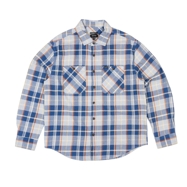 Brixton Vintage Wash Flannel Shirt - Blue/Soft Blue/Orange - Pretend Supply Co.