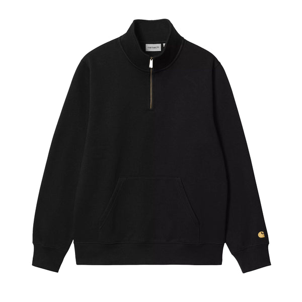 Carhartt WIP Chase Neck Zip Sweatshirt - Black/Gold - Pretend Supply Co.