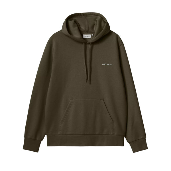 Carhartt WIP Hooded Script Embroidery Sweatshirt - Cypress/White - Pretend Supply Co.