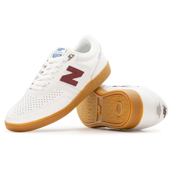 New Balance NM508 Brandon Westgate Shoes - White/Burgundy/Gum - Pretend Supply Co.