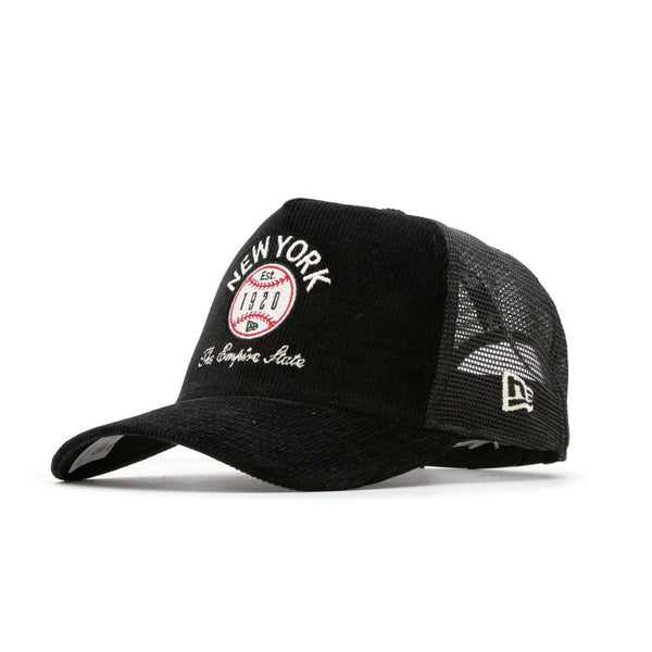 New Era Cord Graphic A - Frame Trucker Cap - Black - Pretend Supply Co.