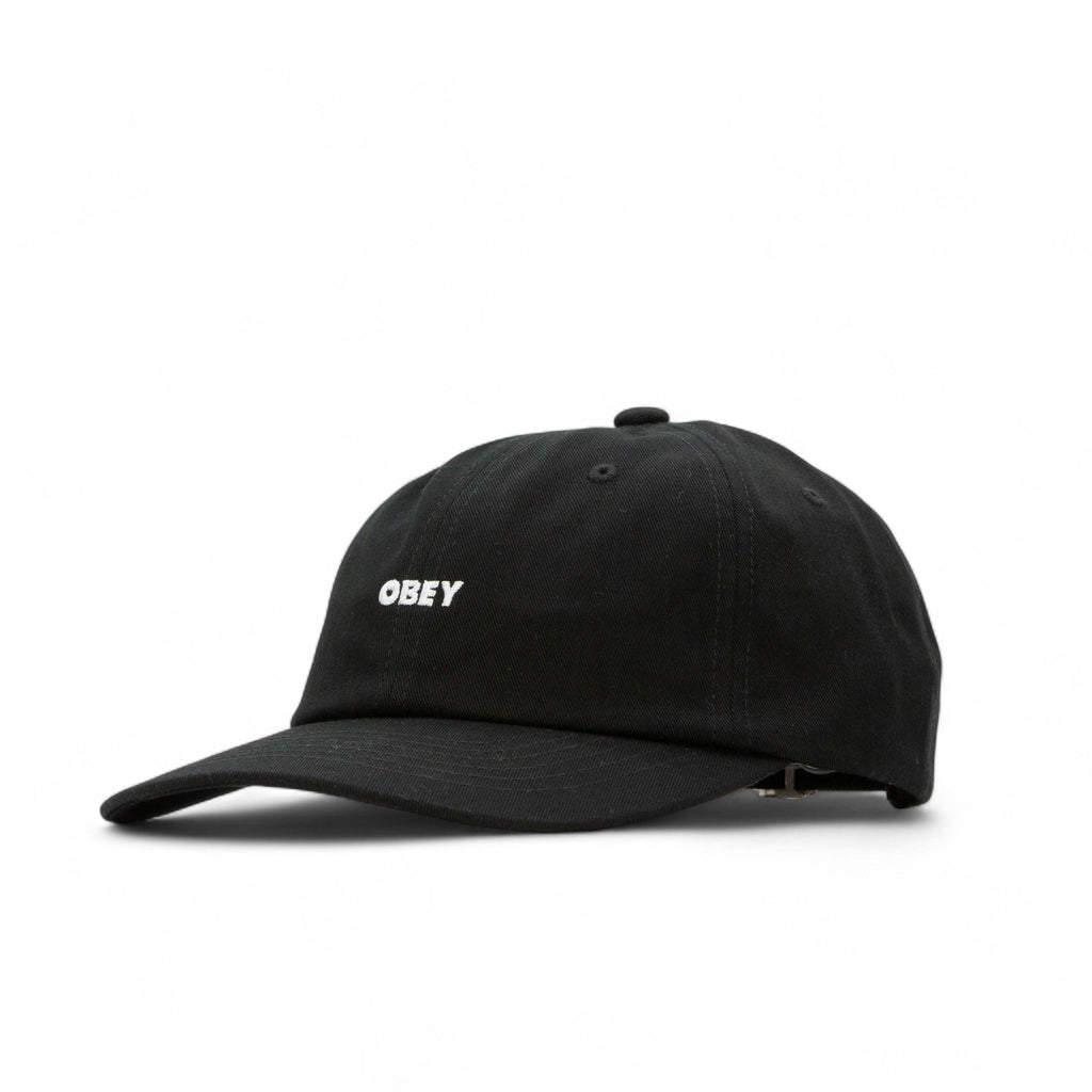 Obey Bold Curve 6 Panel Strapback Cap - Black - Pretend Supply Co.