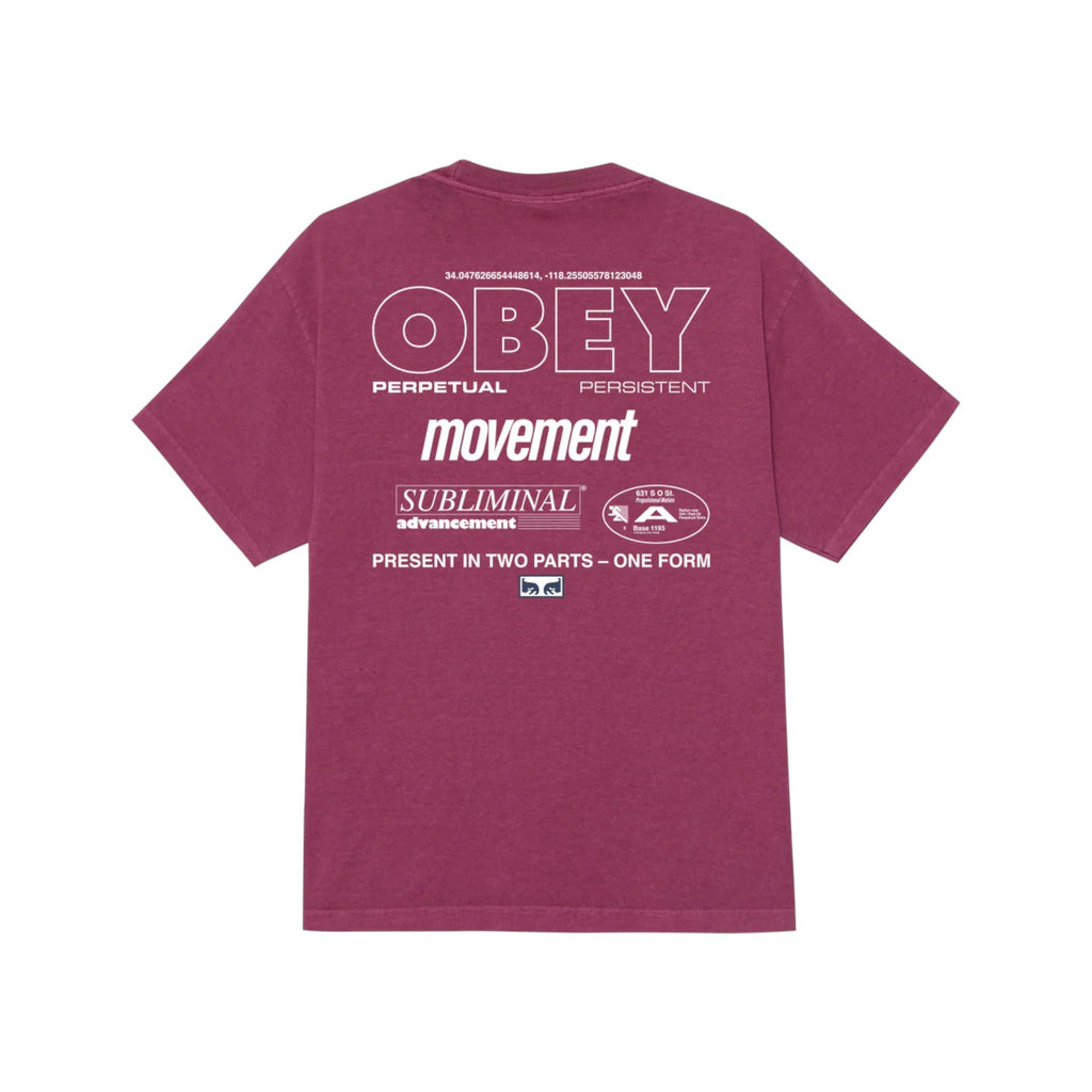 Obey Persistent Movement T-Shirt - Pigment Berry - Pretend Supply Co.