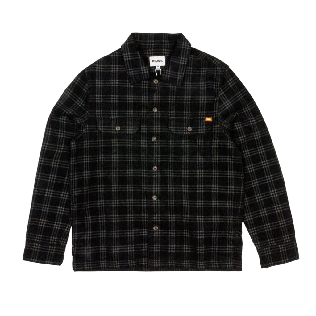 Rhythm Cord Check Over Shirt - Black - Pretend Supply Co.